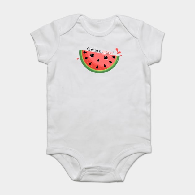 Cute Watermelon Pun, One in a melon! Baby Bodysuit by H. R. Sinclair